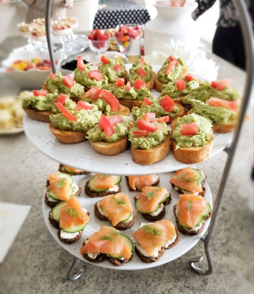 brunch tower with salmon appetizers