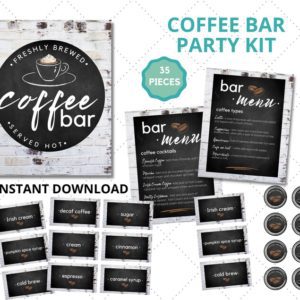 printable coffee bar party kit