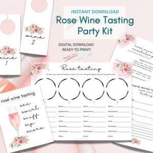 printable rose wine tasting party kit